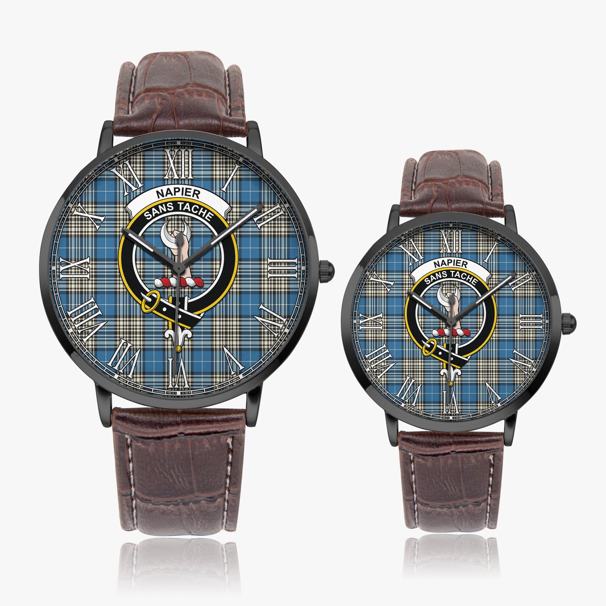 Napier Ancient Tartan Family Crest Leather Strap Quartz Watch - Tartanvibesclothing