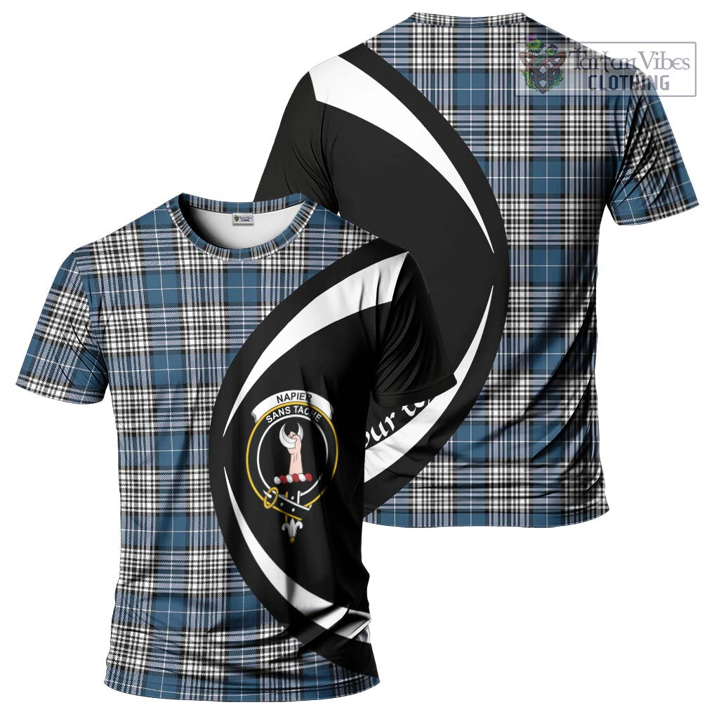 Tartan Vibes Clothing Napier Modern Tartan T-Shirt with Family Crest Circle Style