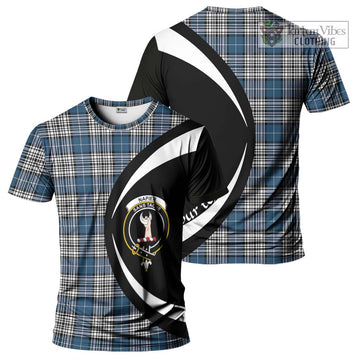Napier Modern Tartan T-Shirt with Family Crest Circle Style