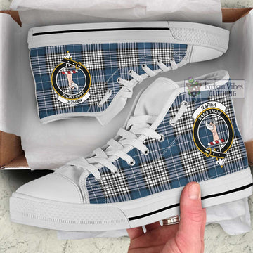 Napier Modern Tartan High Top Shoes with Family Crest