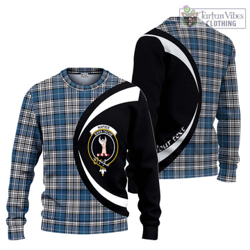 Napier Modern Tartan Knitted Sweater with Family Crest Circle Style