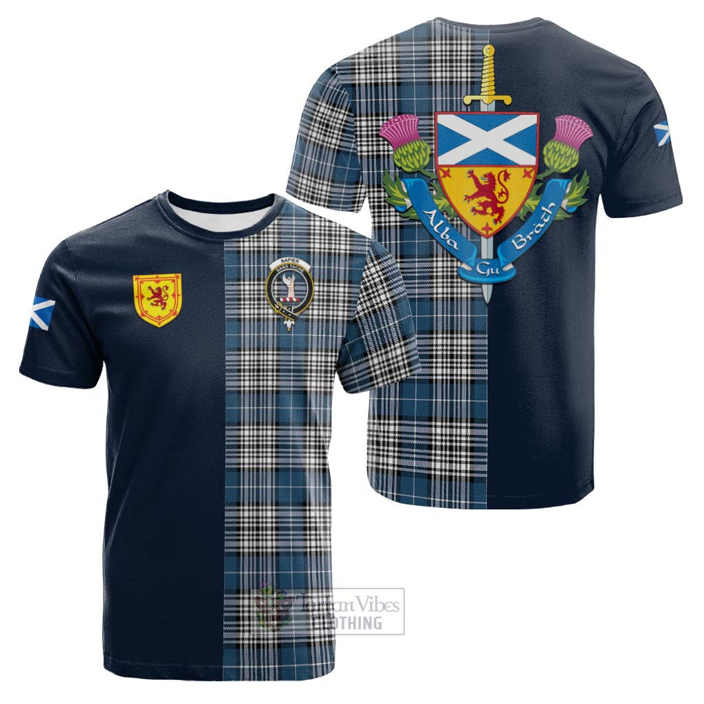 Tartan Vibes Clothing Napier Modern Tartan Cotton T-shirt with Scottish Lion Royal Arm Half Style