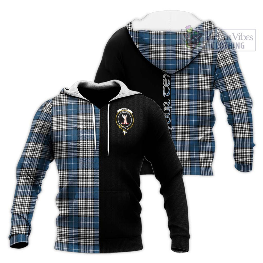 Napier Modern Tartan Knitted Hoodie with Family Crest and Half Of Me Style Unisex Knitted Pullover Hoodie - Tartanvibesclothing Shop