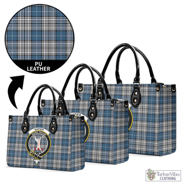 Napier Modern Tartan Luxury Leather Handbags with Family Crest