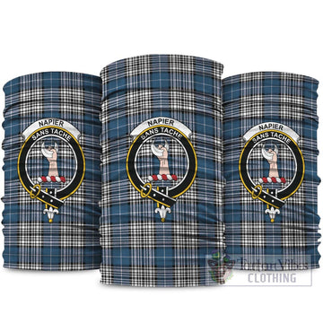 Napier Modern Tartan Neck Gaiters, Tartan Bandanas, Tartan Head Band with Family Crest