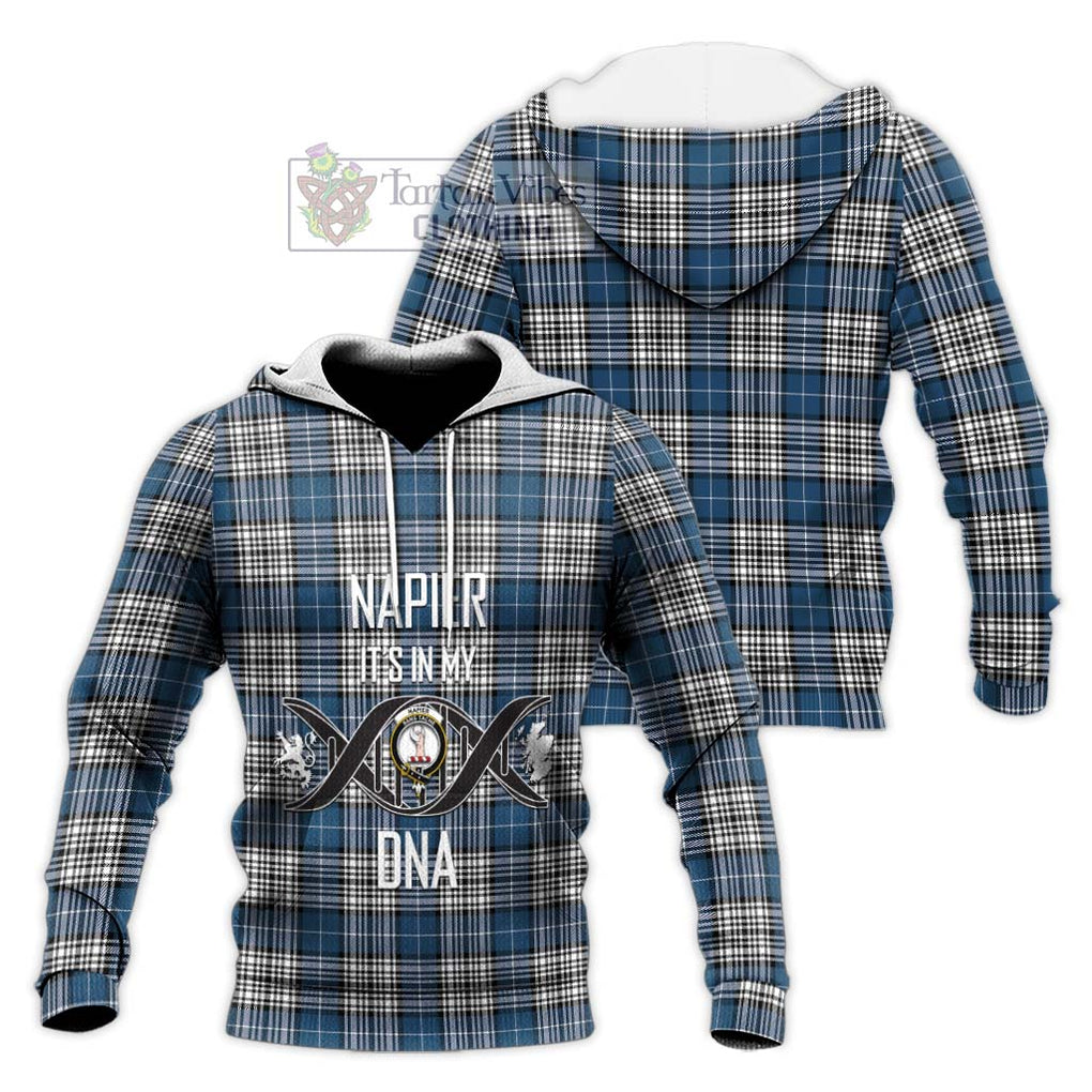 Napier Modern Tartan Knitted Hoodie with Family Crest DNA In Me Style Unisex Knitted Pullover Hoodie - Tartanvibesclothing Shop