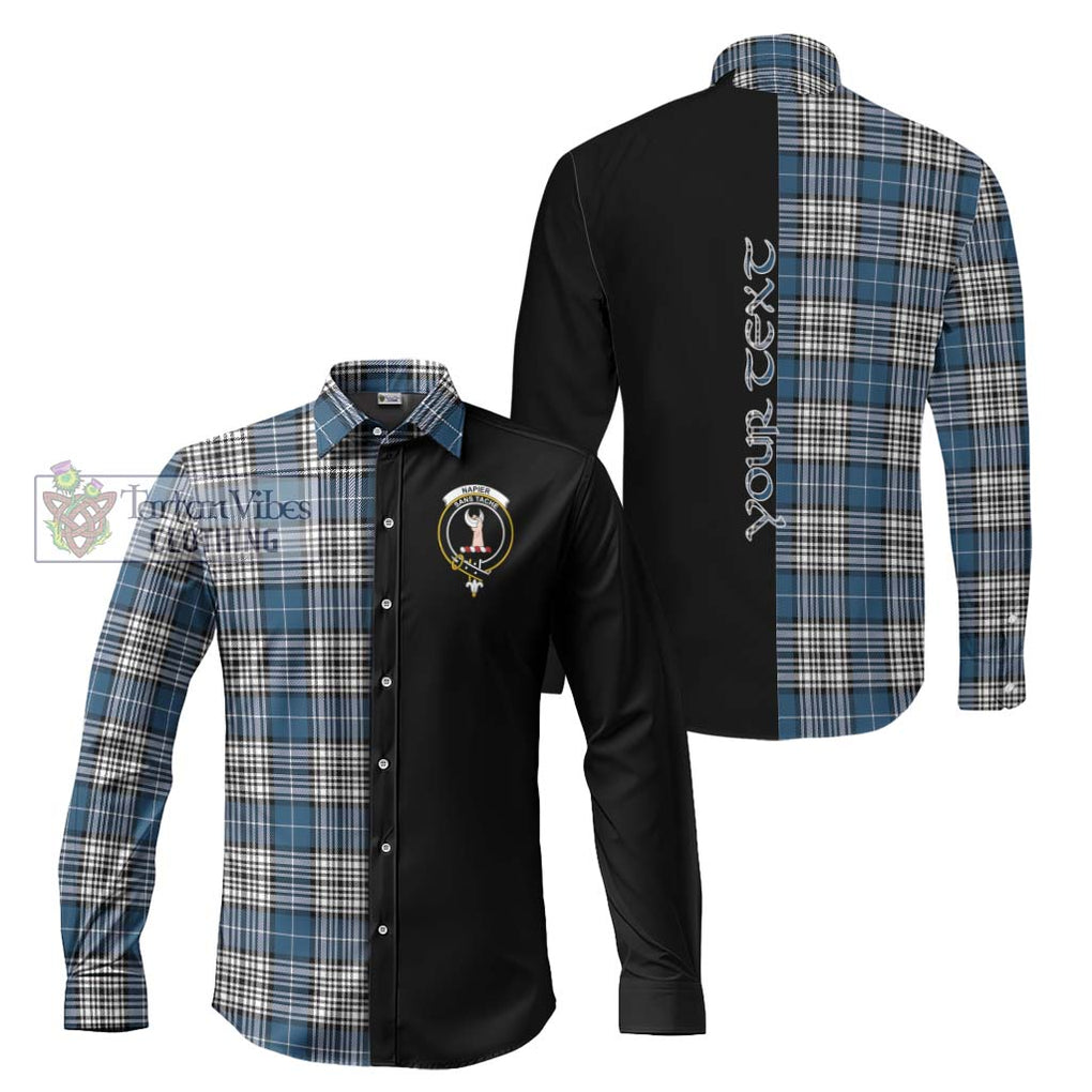 Napier Modern Tartan Long Sleeve Button Shirt with Family Crest and Half Of Me Style Men's Shirt S - Tartanvibesclothing Shop