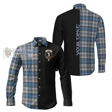 Napier Modern Tartan Long Sleeve Button Shirt with Family Crest and Half Of Me Style