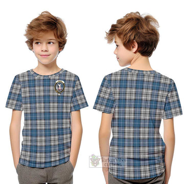 Napier Modern Tartan Kid T-Shirt with Family Crest