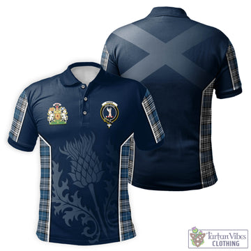 Napier Modern Tartan Men's Polo Shirt with Family Crest and Scottish Thistle Vibes Sport Style