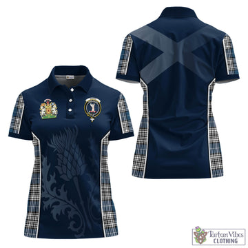Napier Modern Tartan Women's Polo Shirt with Family Crest and Scottish Thistle Vibes Sport Style