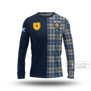 Napier Modern Tartan Long Sleeve T-Shirt Alba with Scottish Lion Royal Arm Half Style