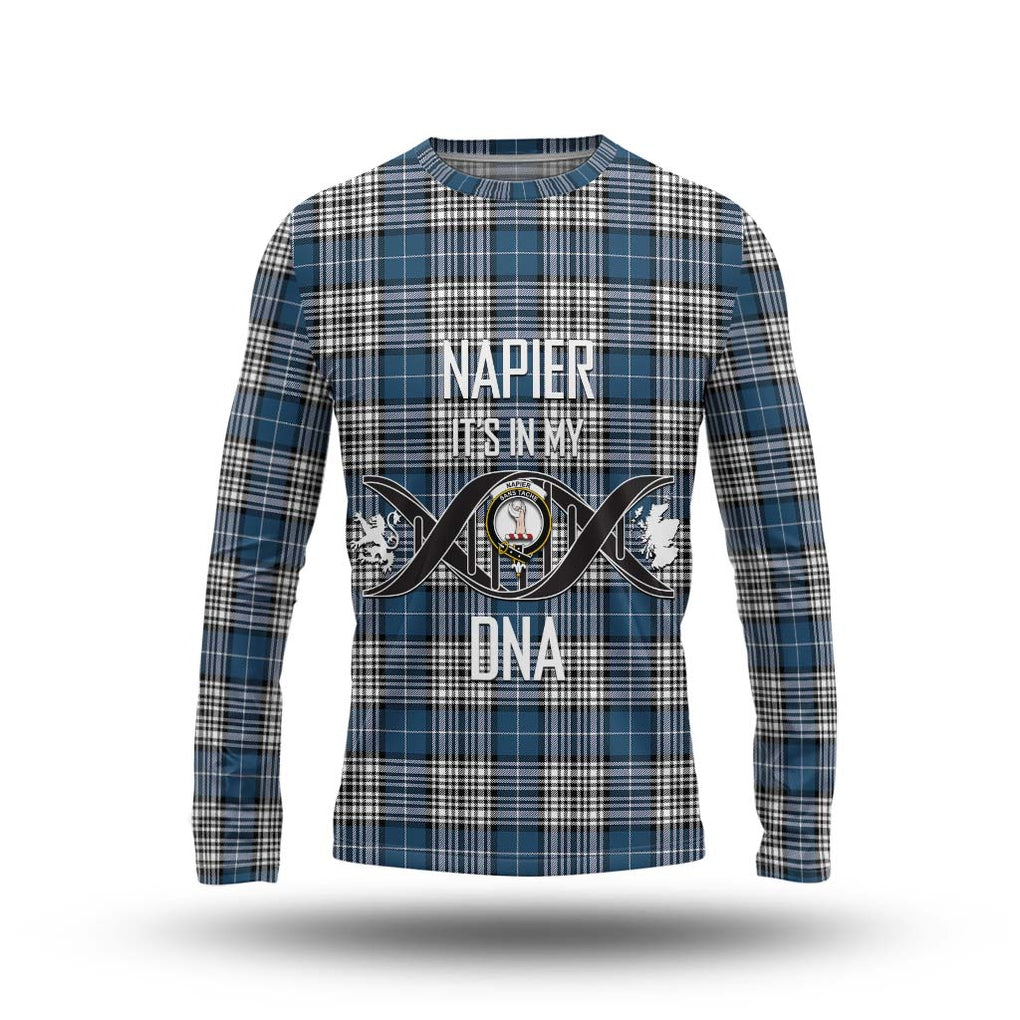 Napier Modern Tartan Long Sleeve T-Shirt with Family Crest DNA In Me Style Unisex - Tartanvibesclothing Shop