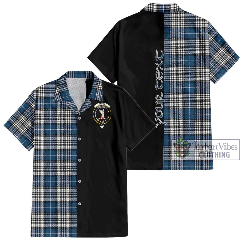 Napier Modern Tartan Short Sleeve Button Shirt with Family Crest and Half Of Me Style Kid - Tartanvibesclothing Shop