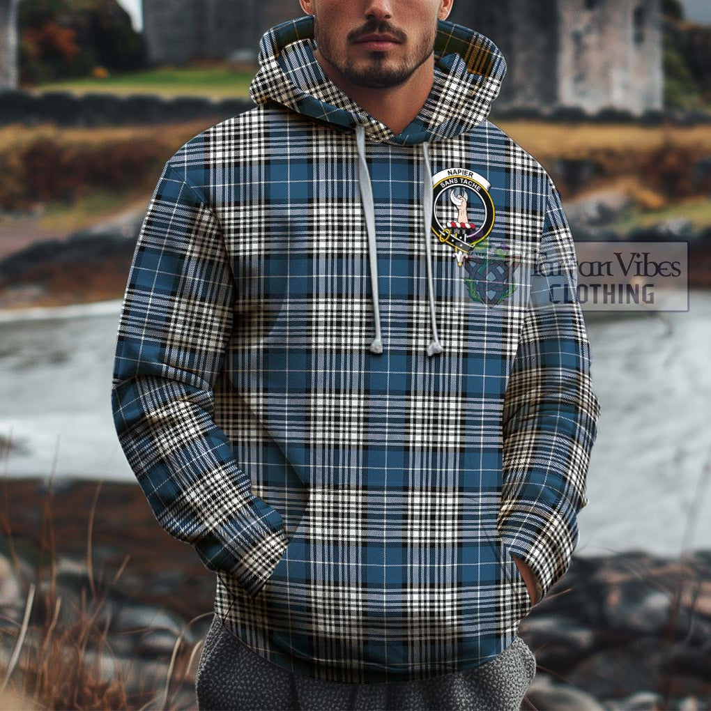 Napier Modern Tartan Cotton Hoodie with Family Crest Pullover Hoodie XS - Tartan Vibes Clothing