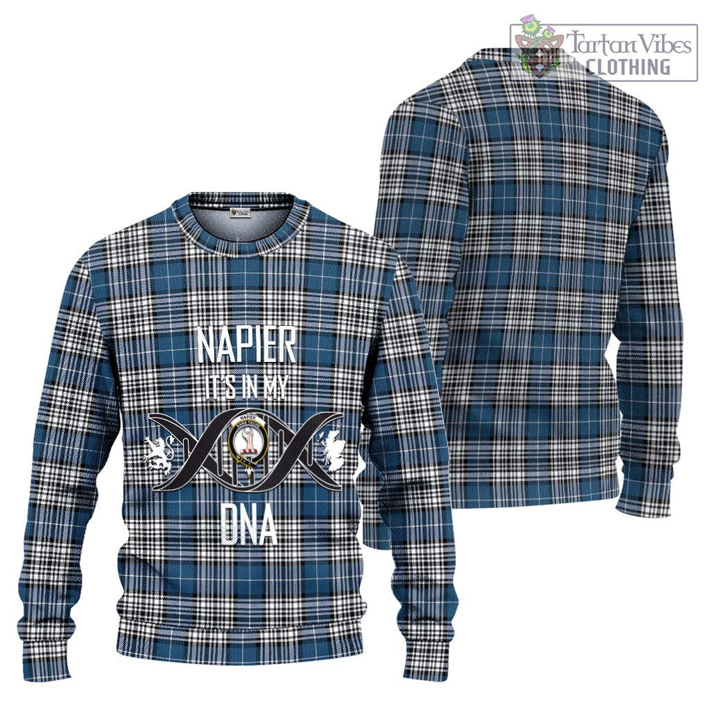 Napier Modern Tartan Knitted Sweater with Family Crest DNA In Me Style Unisex - Tartanvibesclothing Shop