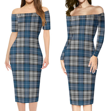 Napier Modern Tartan Off Shoulder Lady Dress