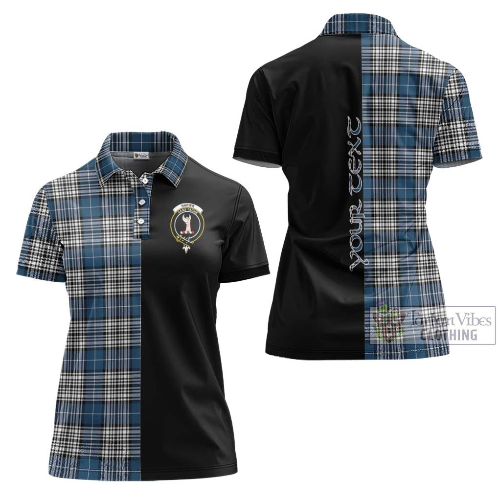 Napier Modern Tartan Women's Polo Shirt with Family Crest and Half Of Me Style Women - Tartanvibesclothing Shop