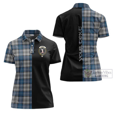 Napier Modern Tartan Women's Polo Shirt with Family Crest and Half Of Me Style