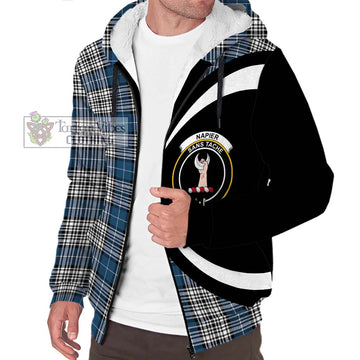 Napier Modern Tartan Sherpa Hoodie with Family Crest Circle Style