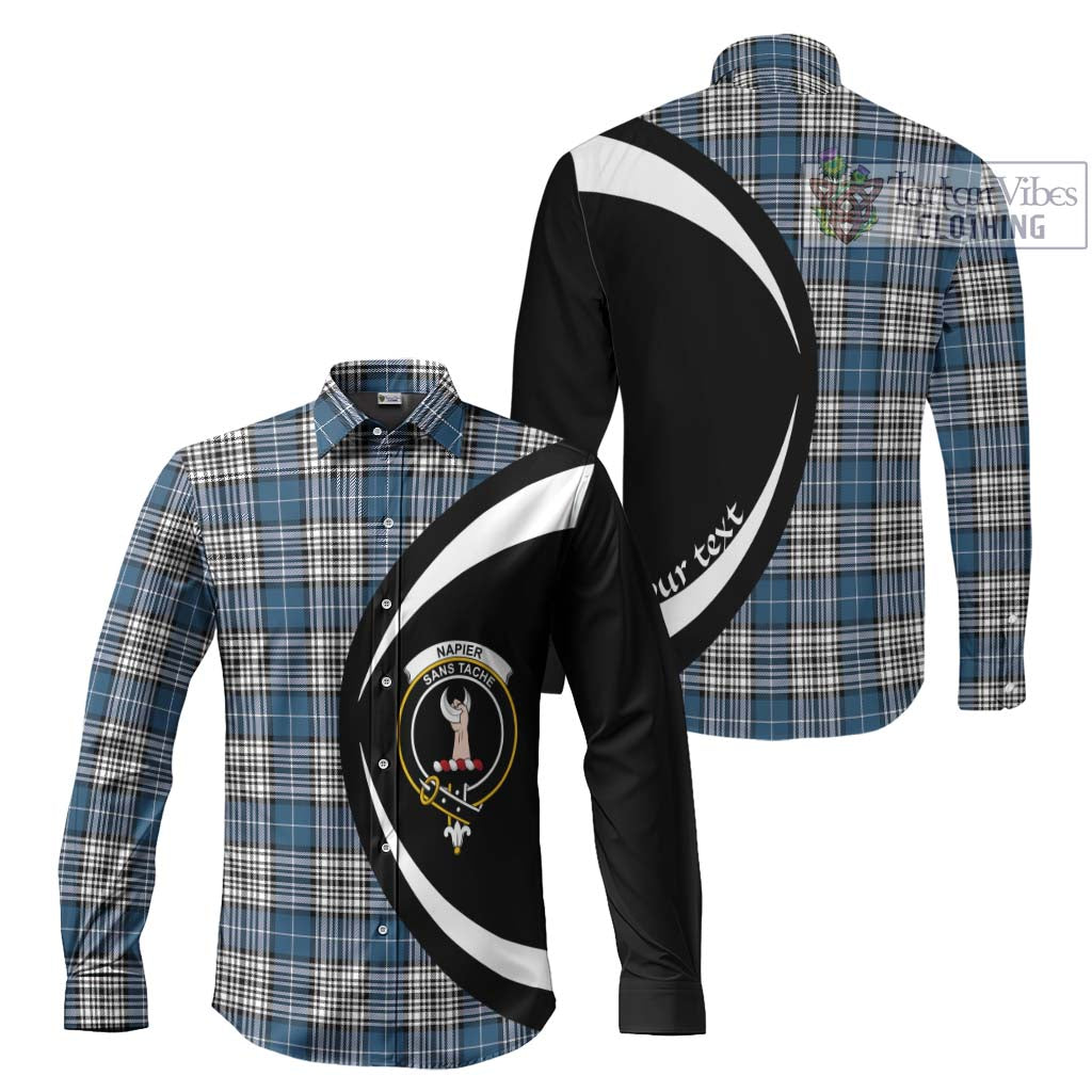 Napier Modern Tartan Long Sleeve Button Up with Family Crest Circle Style Men's Shirt S - Tartan Vibes Clothing