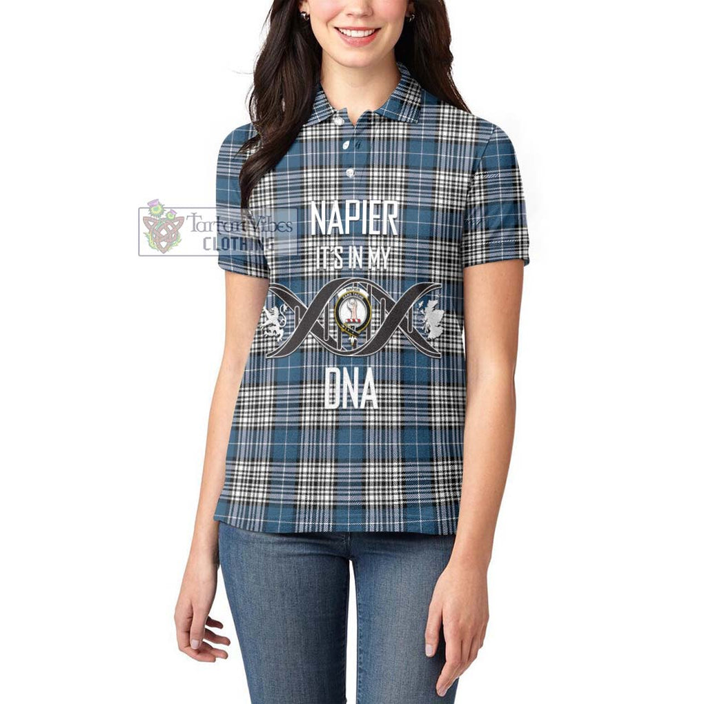 Napier Modern Tartan Women's Polo Shirt with Family Crest DNA In Me Style Women - Tartanvibesclothing Shop