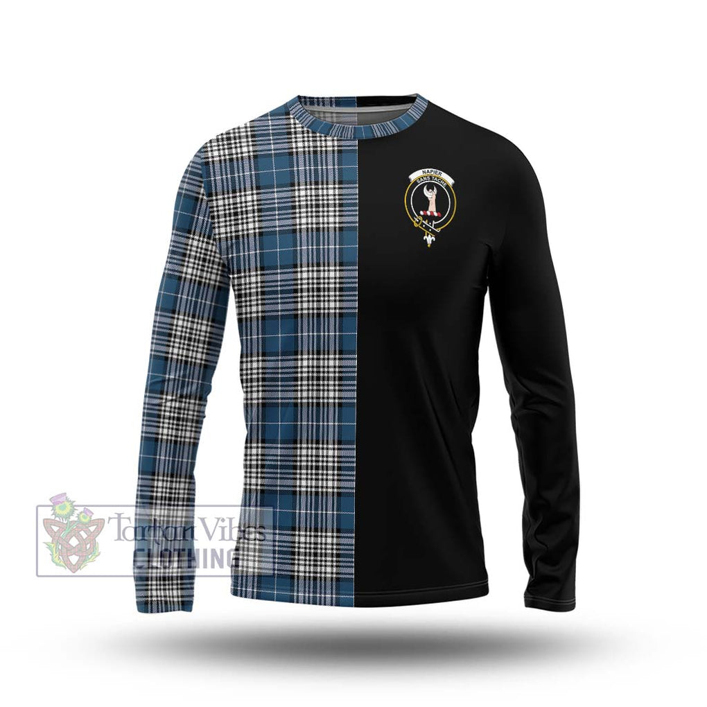 Napier Modern Tartan Long Sleeve T-Shirt with Family Crest and Half Of Me Style Unisex - Tartanvibesclothing Shop