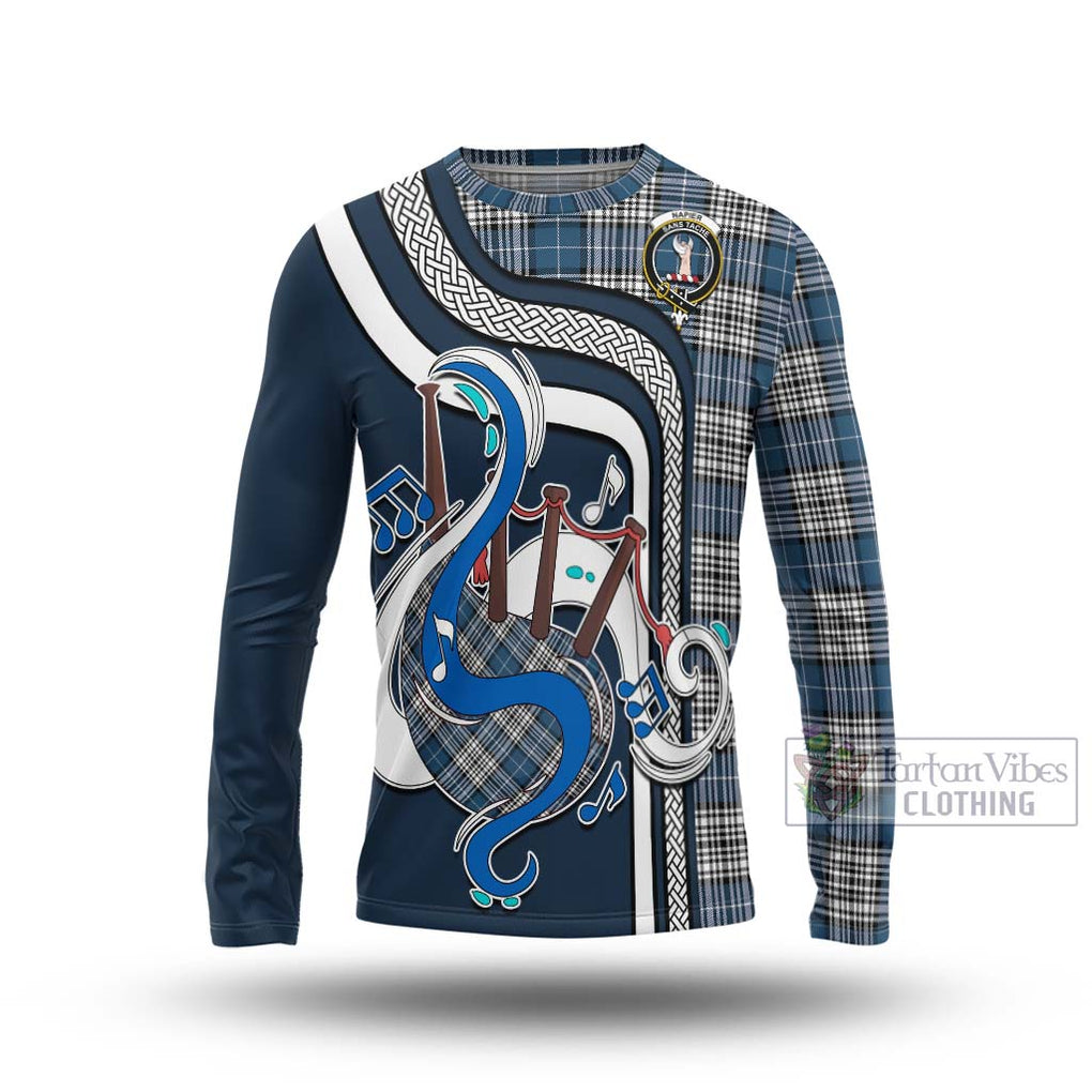 Tartan Vibes Clothing Napier Modern Tartan Long Sleeve T-Shirt with Epic Bagpipe Style