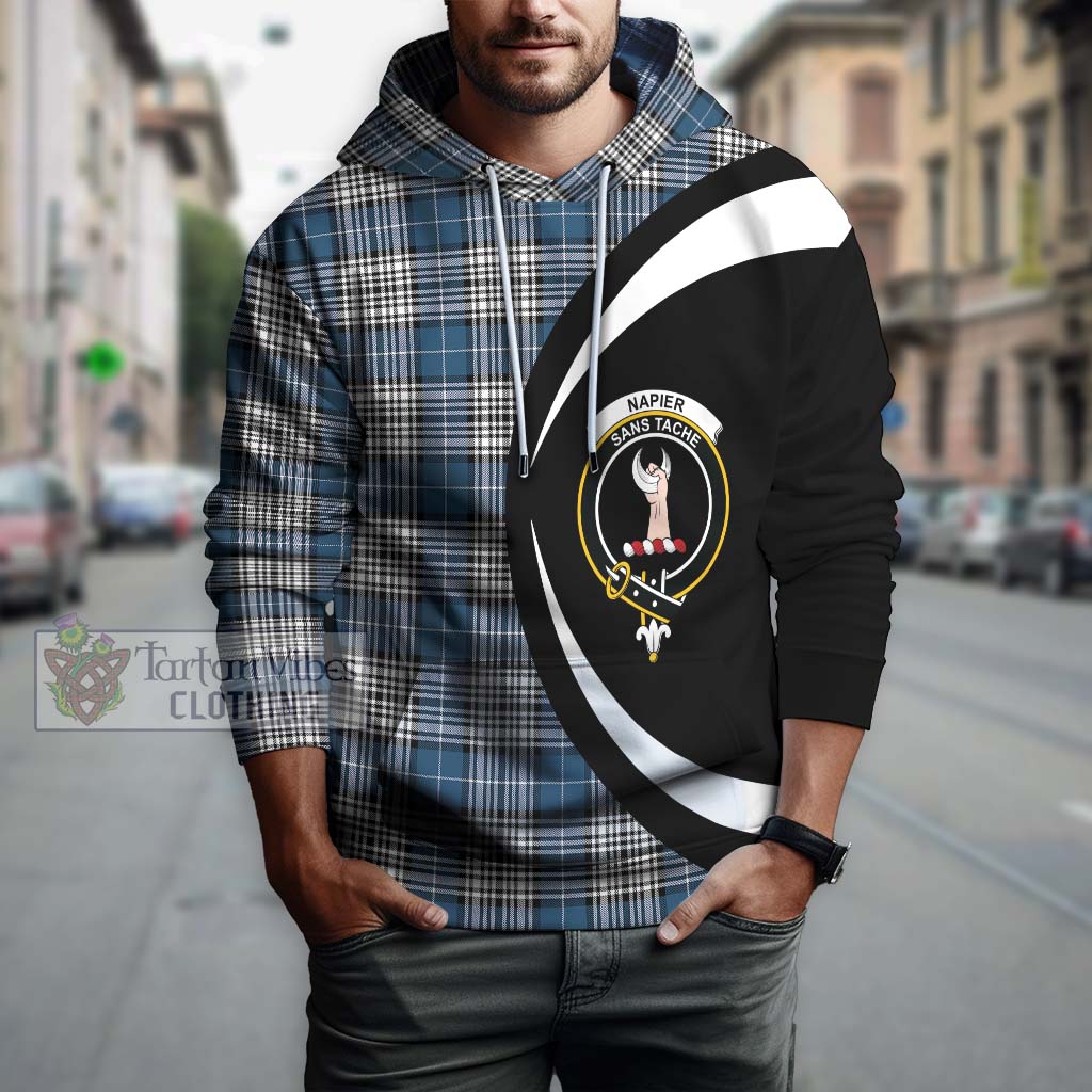 Napier Modern Tartan Hoodie with Family Crest Circle Style Zip Hoodie - Tartan Vibes Clothing