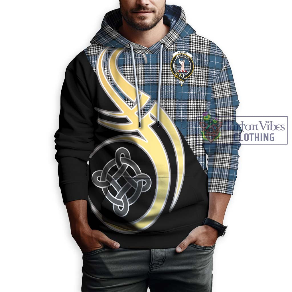 Napier Modern Tartan Hoodie with Family Crest and Celtic Symbol Style Zip Hoodie - Tartan Vibes Clothing