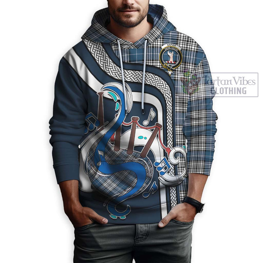 Napier Modern Tartan Hoodie with Epic Bagpipe Style Zip Hoodie - Tartanvibesclothing Shop