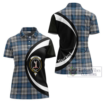 Napier Modern Tartan Women's Polo Shirt with Family Crest Circle Style