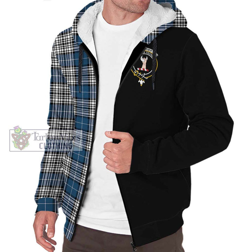 Napier Modern Tartan Sherpa Hoodie with Family Crest and Half Of Me Style Unisex S - Tartanvibesclothing Shop