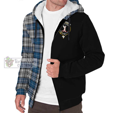 Napier Modern Tartan Sherpa Hoodie with Family Crest and Half Of Me Style