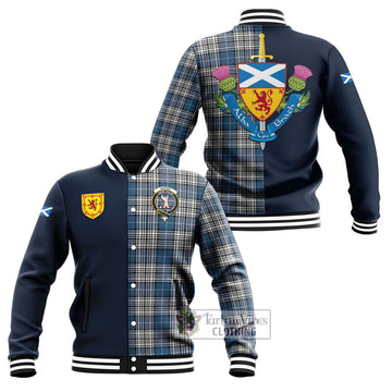 Napier Modern Tartan Baseball Jacket Alba with Scottish Lion Royal Arm Half Style