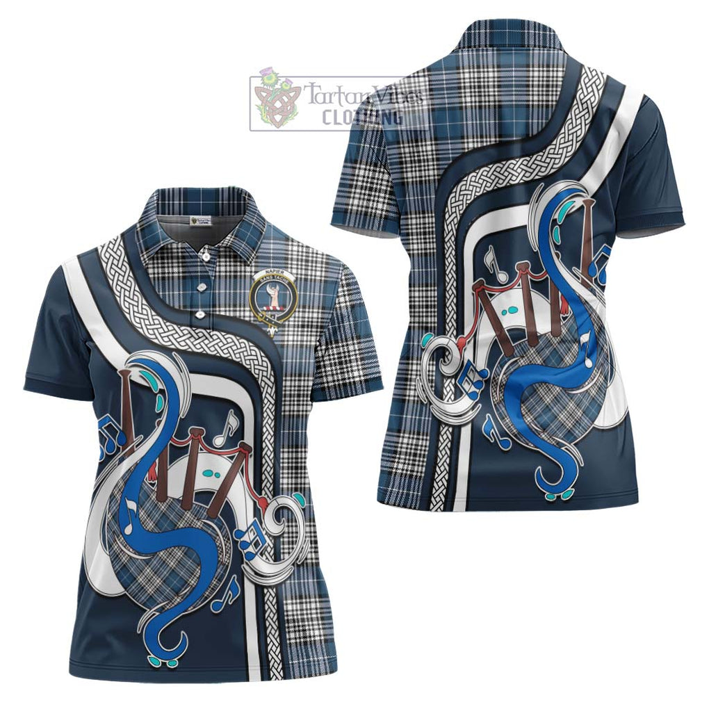 Napier Modern Tartan Women's Polo Shirt with Epic Bagpipe Style Women - Tartanvibesclothing Shop