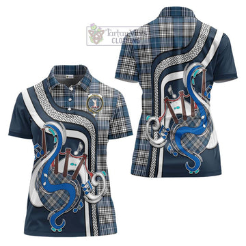 Napier Modern Tartan Women's Polo Shirt with Epic Bagpipe Style