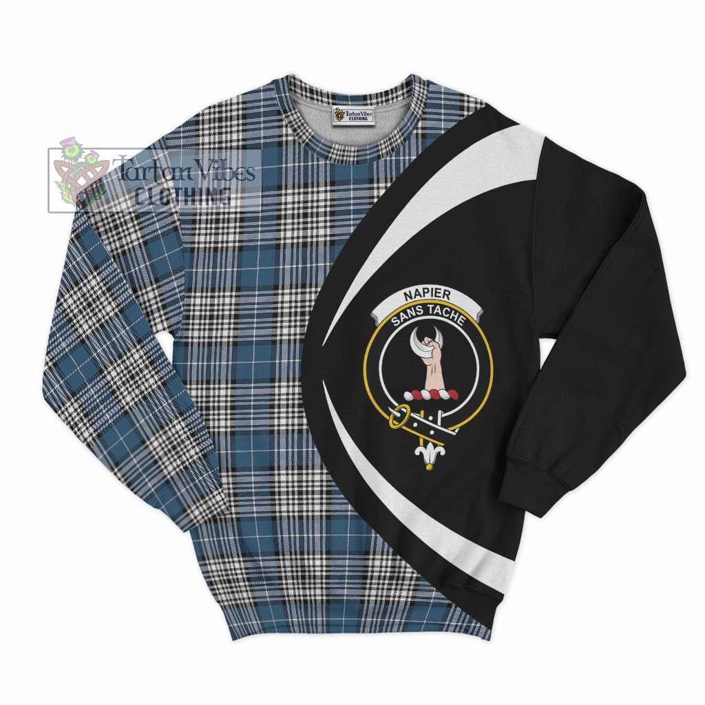 Napier Modern Tartan Sweatshirt with Family Crest Circle Style Unisex - Tartan Vibes Clothing