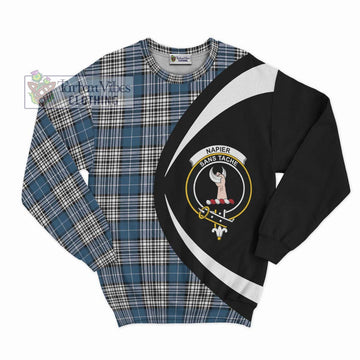 Napier Modern Tartan Sweatshirt with Family Crest Circle Style