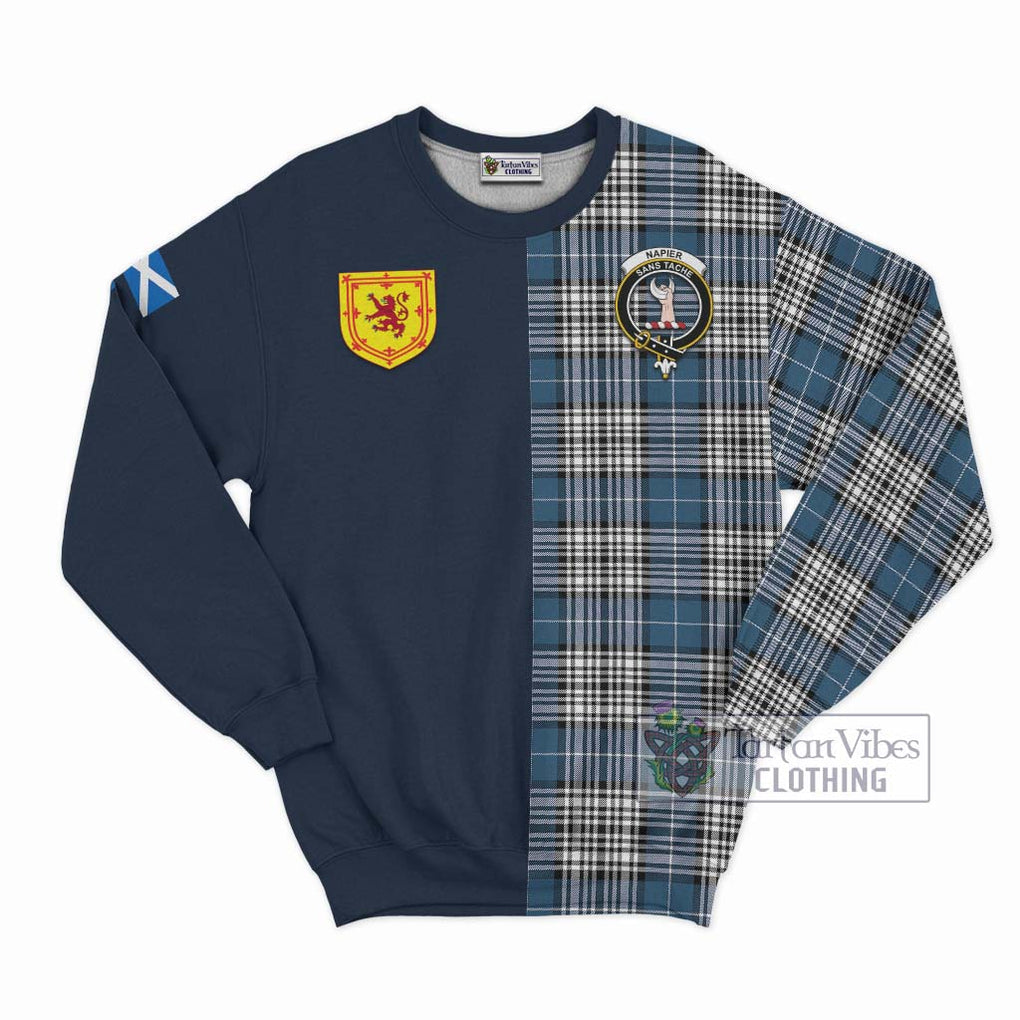 Tartan Vibes Clothing Napier Modern Tartan Sweatshirt with Scottish Lion Royal Arm Half Style