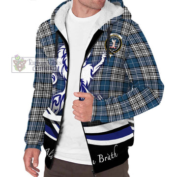 Napier Modern Tartan Sherpa Hoodie with Alba Gu Brath Regal Lion Emblem