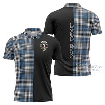 Napier Modern Tartan Zipper Polo Shirt with Family Crest and Half Of Me Style