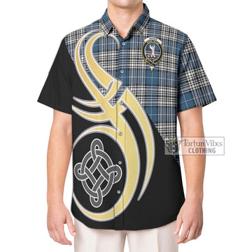 Napier Modern Tartan Short Sleeve Button Shirt with Family Crest and Celtic Symbol Style