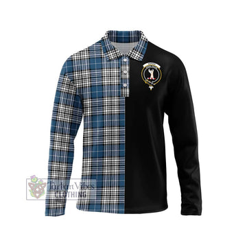 Napier Modern Tartan Long Sleeve Polo Shirt with Family Crest and Half Of Me Style