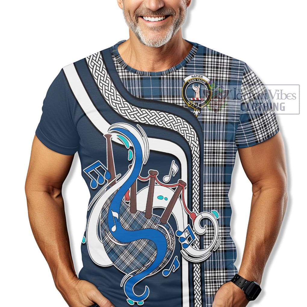 Napier Modern Tartan T-Shirt with Epic Bagpipe Style Kid's Shirt - Tartanvibesclothing Shop