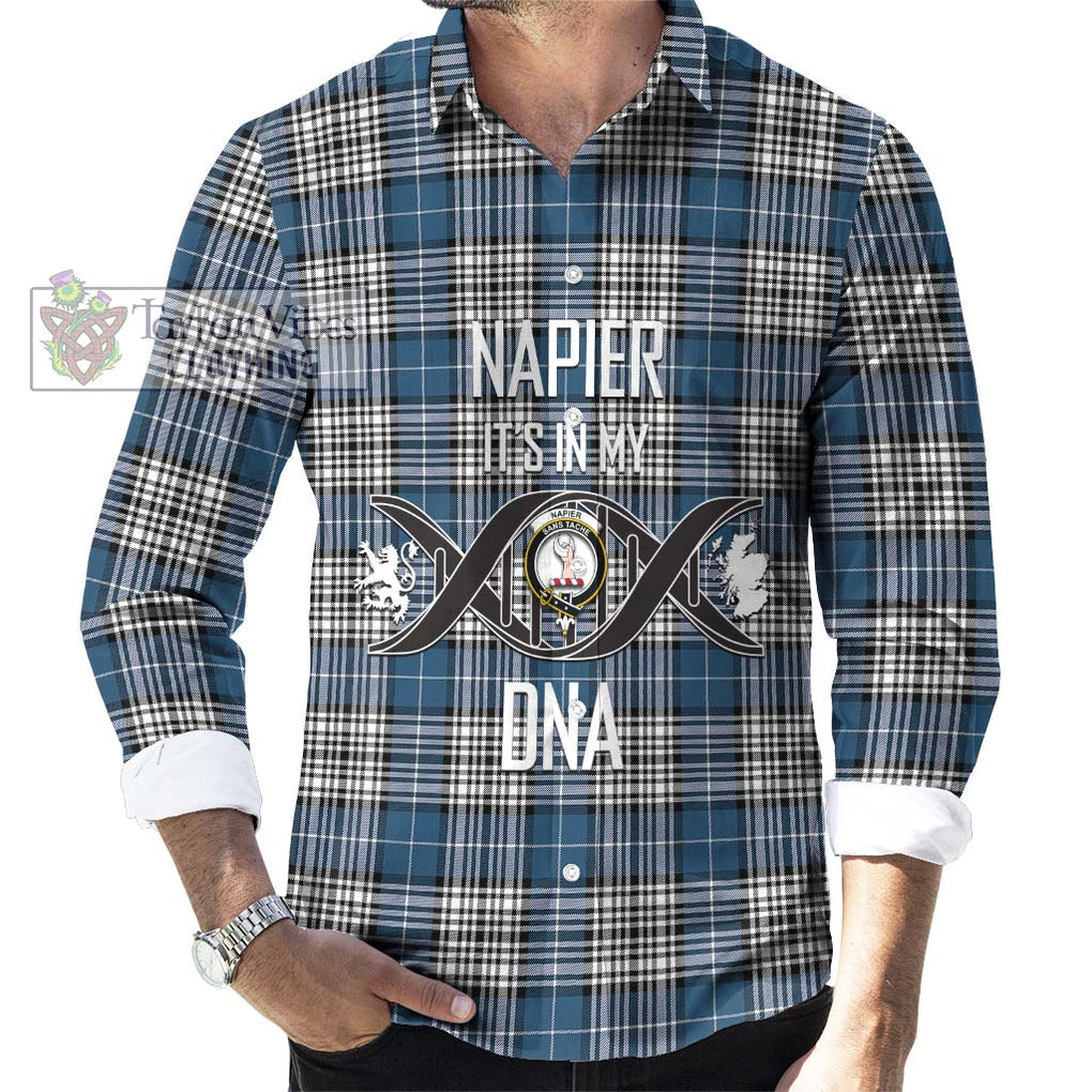 Napier Modern Tartan Long Sleeve Button Shirt with Family Crest DNA In Me Style Men's Shirt S - Tartanvibesclothing Shop