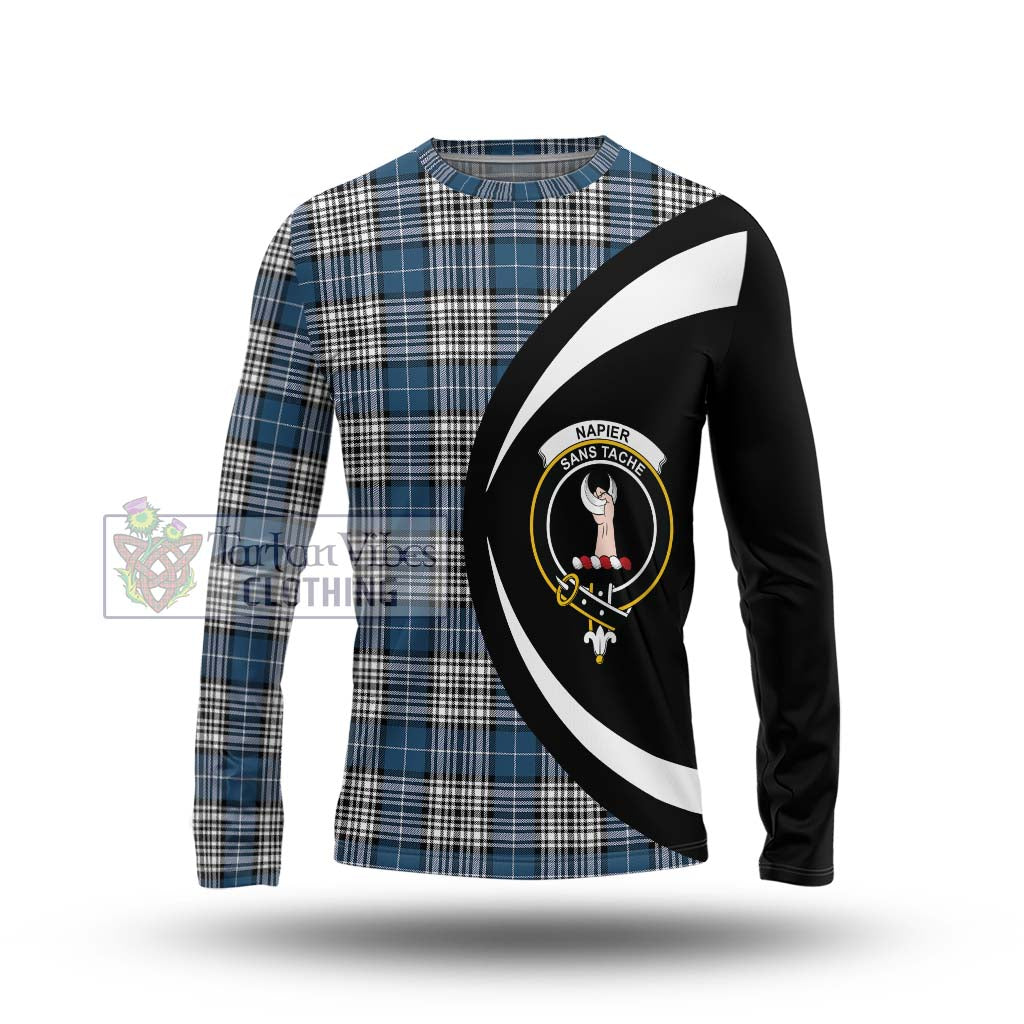 Napier Modern Tartan Long Sleeve T-Shirt with Family Crest Circle Style Unisex - Tartan Vibes Clothing