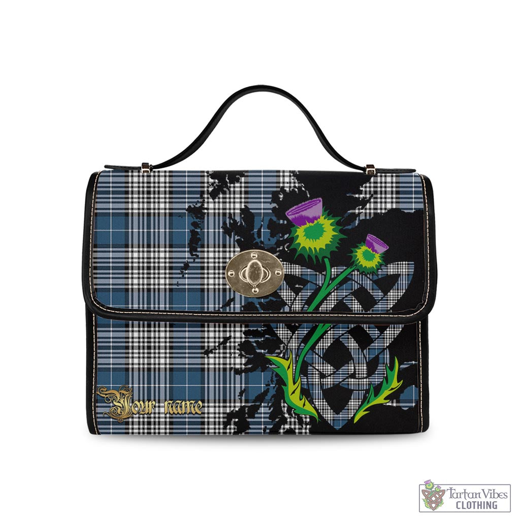 Tartan Vibes Clothing Napier Modern Tartan Waterproof Canvas Bag with Scotland Map and Thistle Celtic Accents