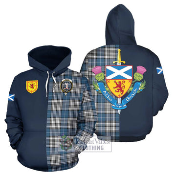 Napier Modern Tartan Hoodie Alba with Scottish Lion Royal Arm Half Style