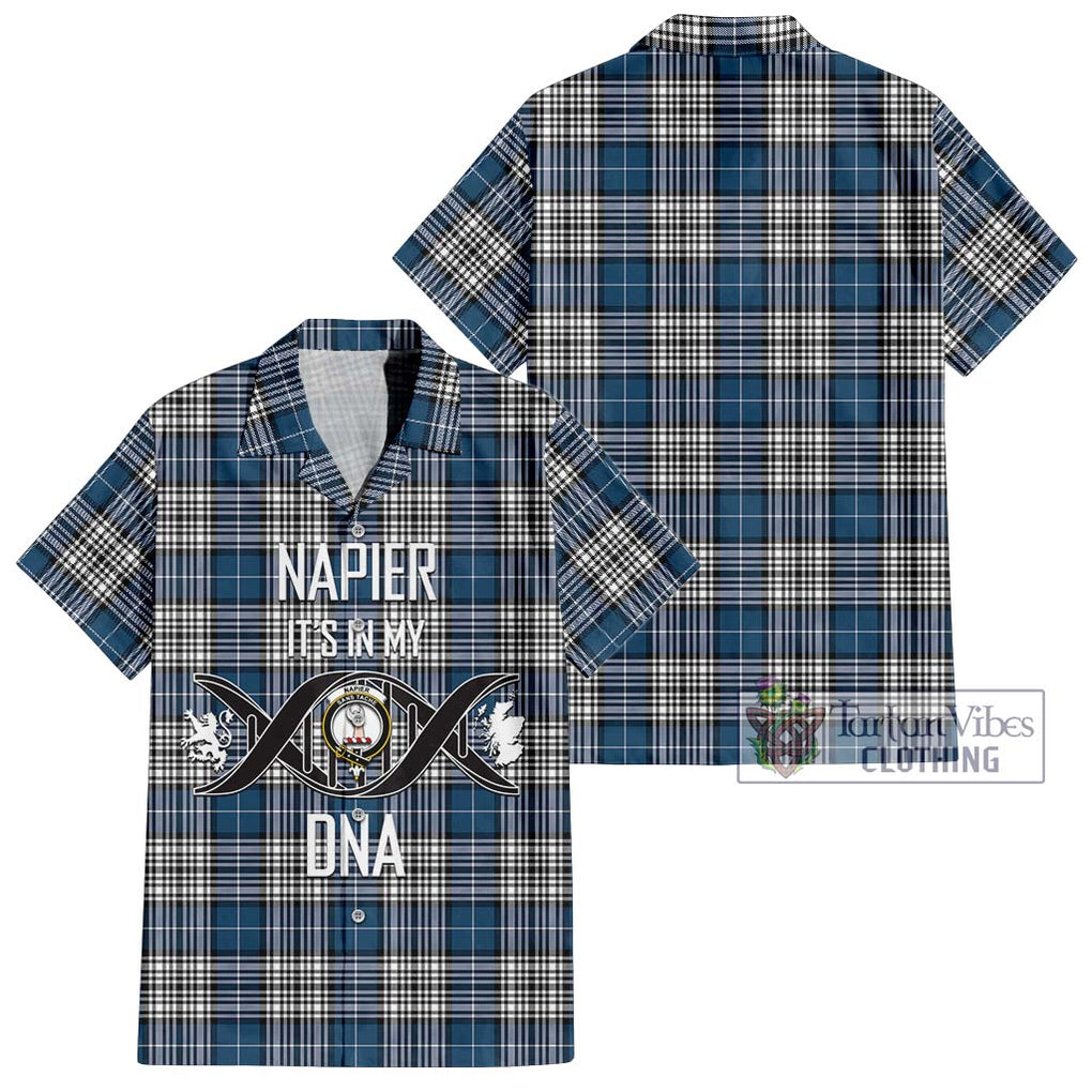 Napier Modern Tartan Short Sleeve Button Shirt with Family Crest DNA In Me Style Kid - Tartanvibesclothing Shop